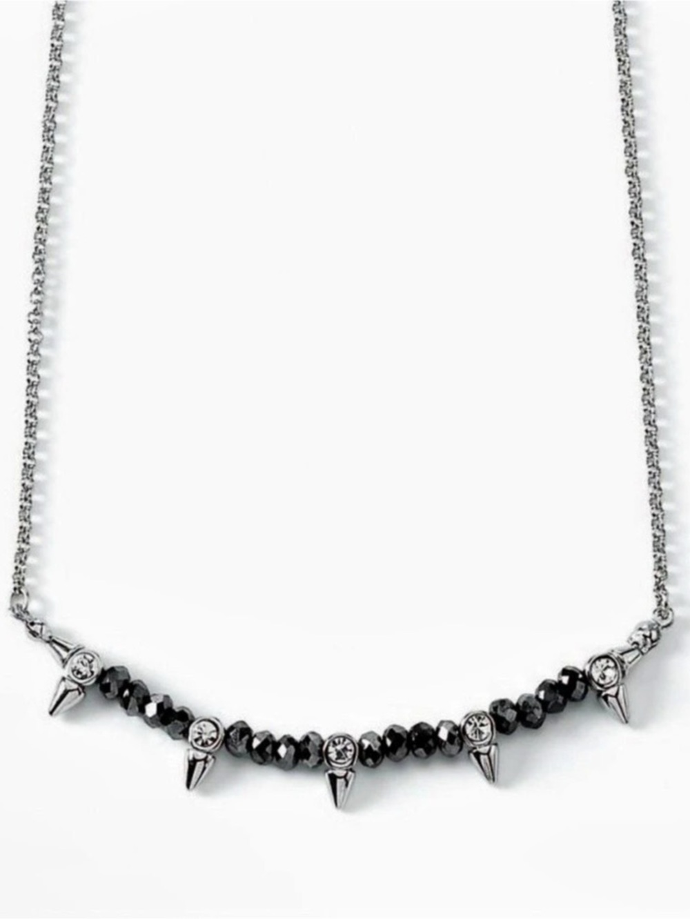 Lia Sophia turning point Black Beaded Spike Pendant Necklace